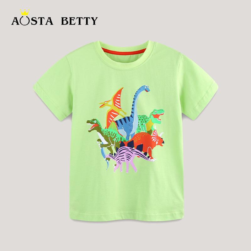 子供用Tシャツ 男の子 恐竜柄プリント 半袖トップス 運動着 カットソー 吸湿速乾 普段使い 春夏