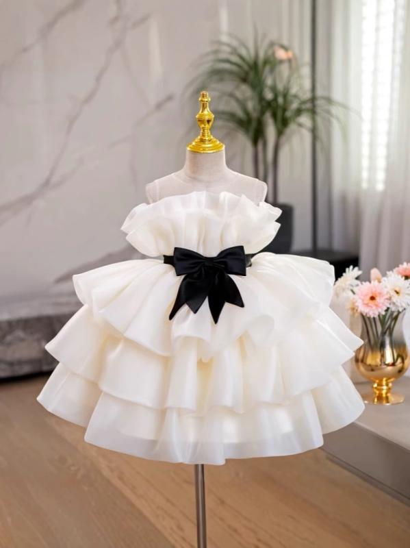 ワンピース キッズ 女の子 レース プリンセスドレス 蝶結び 子供 礼服 舞台衣装 発表会 結婚式 パーテ..