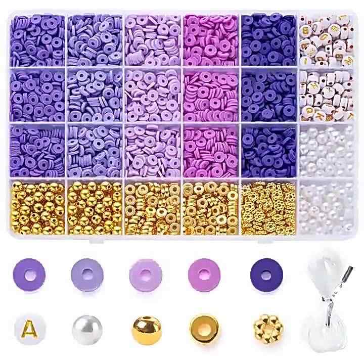 アクセサリー DIY ビーズ 軟陶 粘土 ビーズ セット ブレスレット ネックレス スマホチェーン レッド系 ..