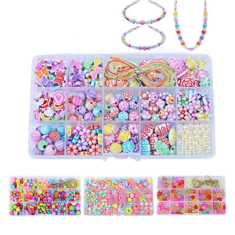 子供用 ビーズ おもちゃ DIY 手作り ブレスレット ネックレス 編み物 アクセサリー 女の子 ビーズ セッ..