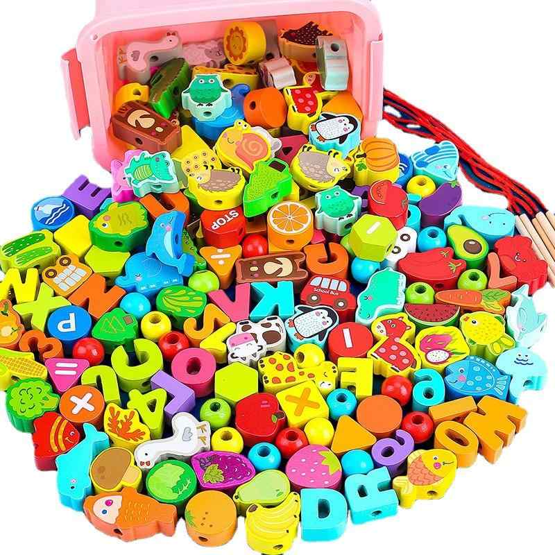 知育玩具 ベビー キッズ 紐通し ブロック 木のおもちゃ ひもとおし おもちゃ 1歳 2歳 3歳 幼児 男の子 ..