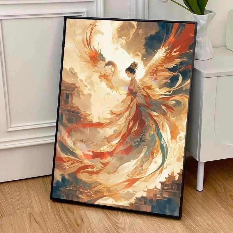 クロスステッチ 布工芸品 凤凰 刺しゅう DIY 手芸 キット 中式 赤色 40x50cm 50x65cm 60x80cm 70x90cm 80x100cm