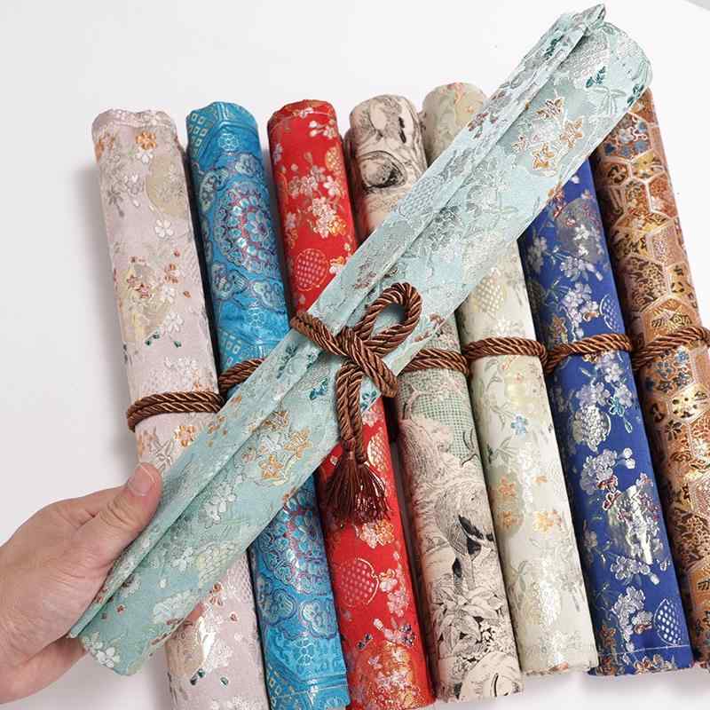 筆入れ レディース 筆箱 刺しゅう入り 筆巻き 収納ケース 書道セット 文房四宝 道具入れ 和風