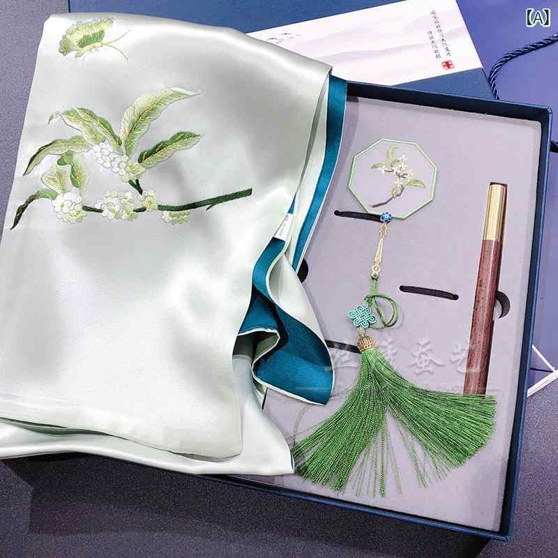 スカーフ レディース シルクストール 秋冬 シルク 絹 手刺繍 蘇州刺繍 中国風 レトロ 上品 栞 しおり ..