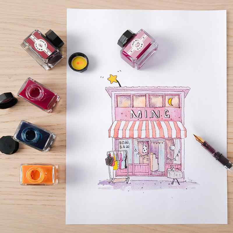 インク 子供用 マカロンカラー 12色 セット 防水 7ml 15ml インク 万年筆 軟筆 絵画 カラーインク ラメ入り パステルカラー かわいい