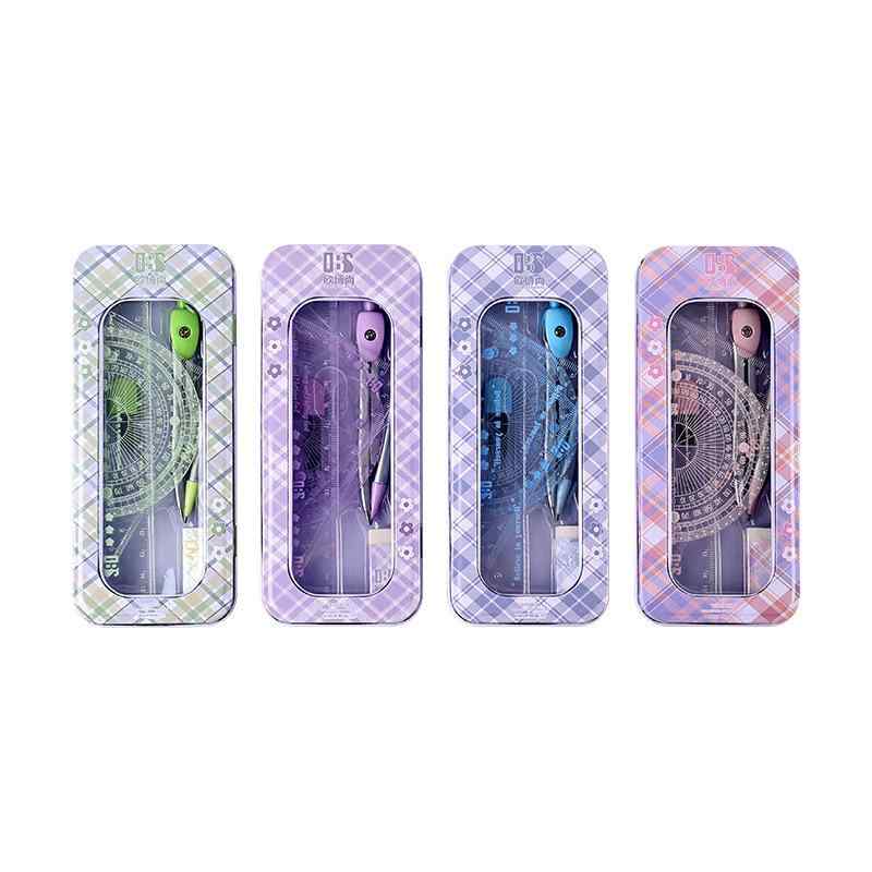 文具セット 子供 小学生 学習 8点セット 定規 コンパス 幾何学 パープル ピンク ギフト プレゼント 贈..