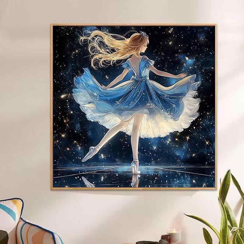 ダイヤモンドアート 子供用 バレリーナ DIY 手作り キット 寝室 リビング デコレーション アクリル絵の..