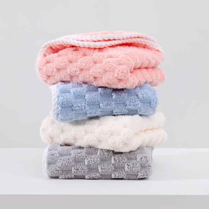 タオル レディース フェイスタオル 珊瑚绒 クラウド柄 格子柄 厚手 吸水 速乾 柔らかい ふわふわ 無地 ..