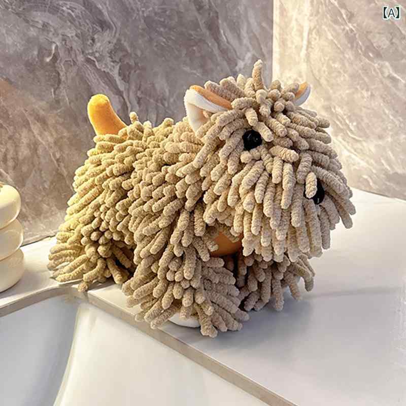 タオル かわいい小犬 超吸水 擦手ボール ぶら下げタオル コーラルベルベット 棕色 ...