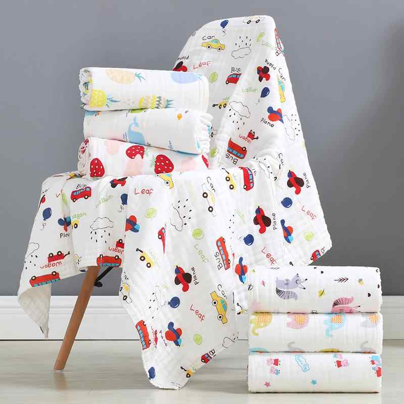ベビー タオル 高密度 6重 ガーゼケット 幼稚園 保育園 お昼寝 柔らかい 吸水性 コットン エアコン ブランケット 彩馬 緑恐竜 小黄鶏 牛油果 小汽車 奶牛 彩汽車 いちご 恐竜 花環 星柄 月柄