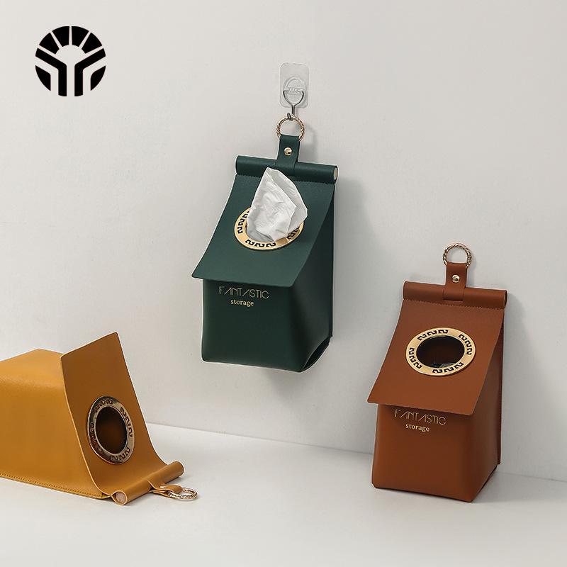 トイレットペーパーホルダー 壁掛け レザー 防水 多用途 洗面所 浴室 ロールペーパー ボックス 白 黒 オレンジ ピンク系 芥末色 深緑 青 紺色 コーヒー色 カーキ色 ミントグリーン