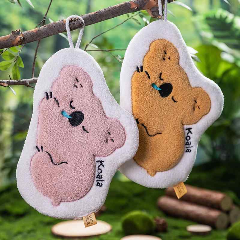 タオル キッズ 擦手巾 コーラルベルベット 吸水 厚手 刺繍 かわいい コアラ 子供用 キッチン 洗面所