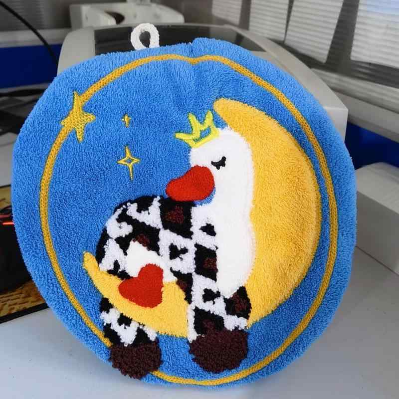 タオル キッズ かわいい 白鳥 ループ付き 吸水 速乾 珊瑚フリース 子供用 キッチン 洗面所