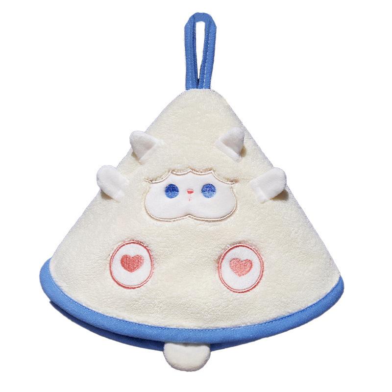 タオル ハンカチ かわいい 吸水 速乾 珊瑚マイヤー 羊柄 犬柄 パンダ柄 カワウソ柄 吊り下げ ループ付..