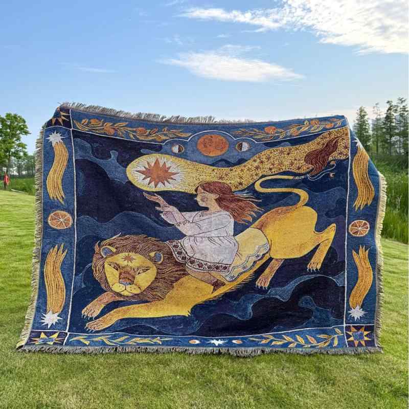 タペストリー リビング 寝室 壁掛け クリムト レトロ 抽象 油絵 獅子 女の子 アート ソファ ブランケット キャンプ ポリエステル 綿