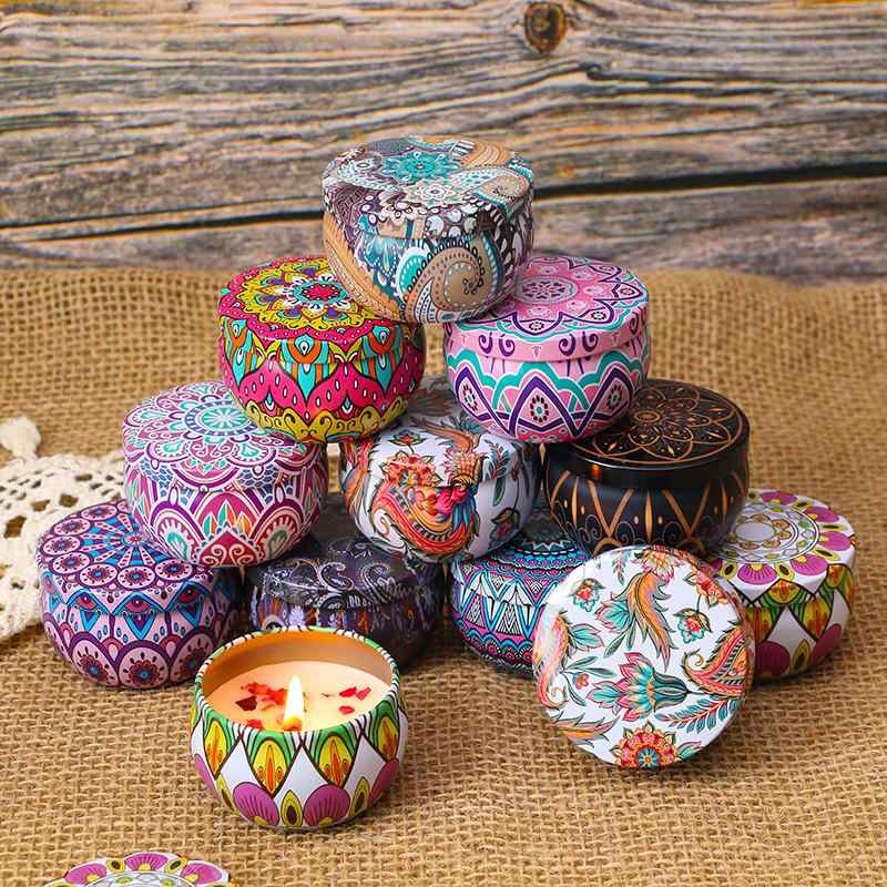 アロマキャンドル 花柄 12個セット 蝋燭 ティーライトキャンドル 缶入り おしゃれ 癒し リラックス 無..