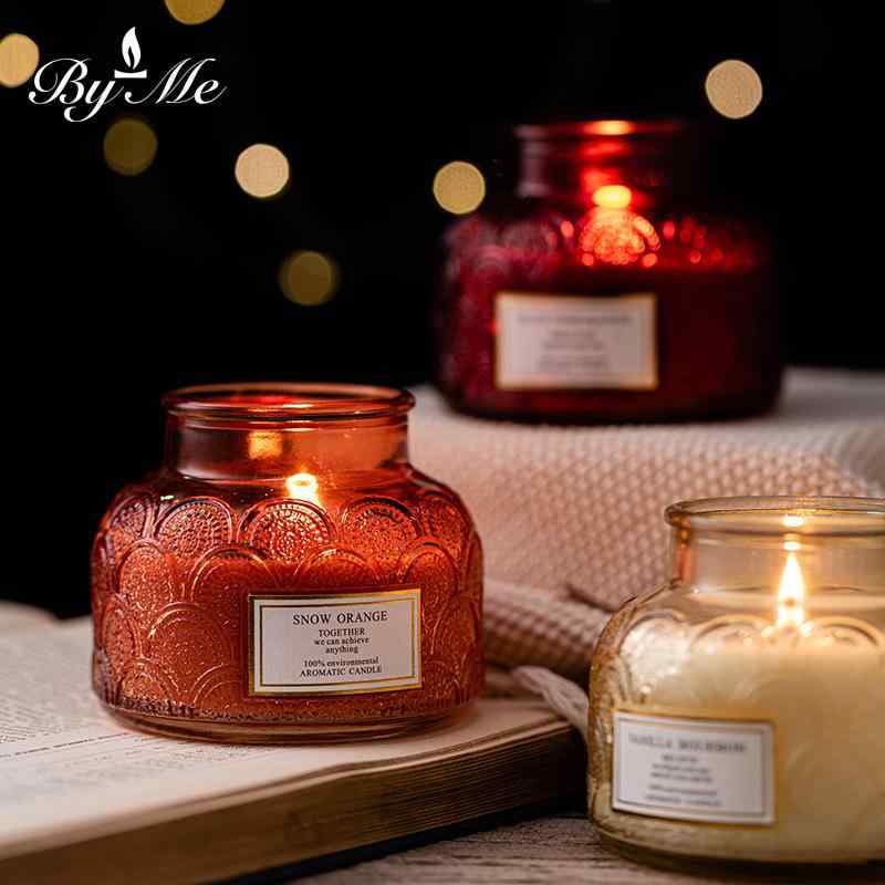 アロマキャンドル グラス容器入り ステンレス蓋付き 大豆ワックス 香り付き 癒やし リラックス 雑貨 イ..