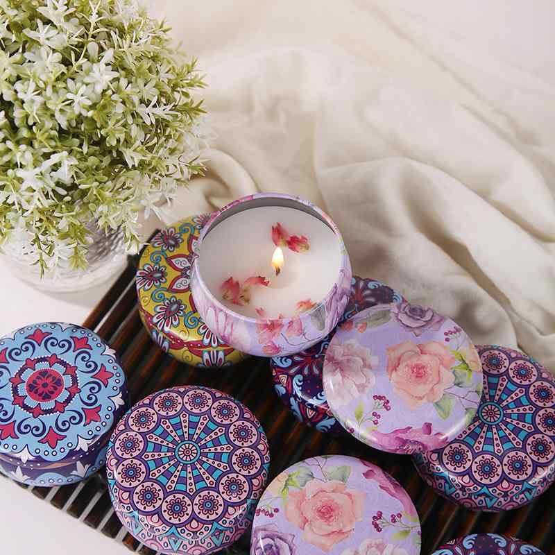 アロマキャンドル ラベンダー ジャスミン 白檀 梔子 接触冷感 ブリザーブドフラワー 缶入り 癒やし リ..