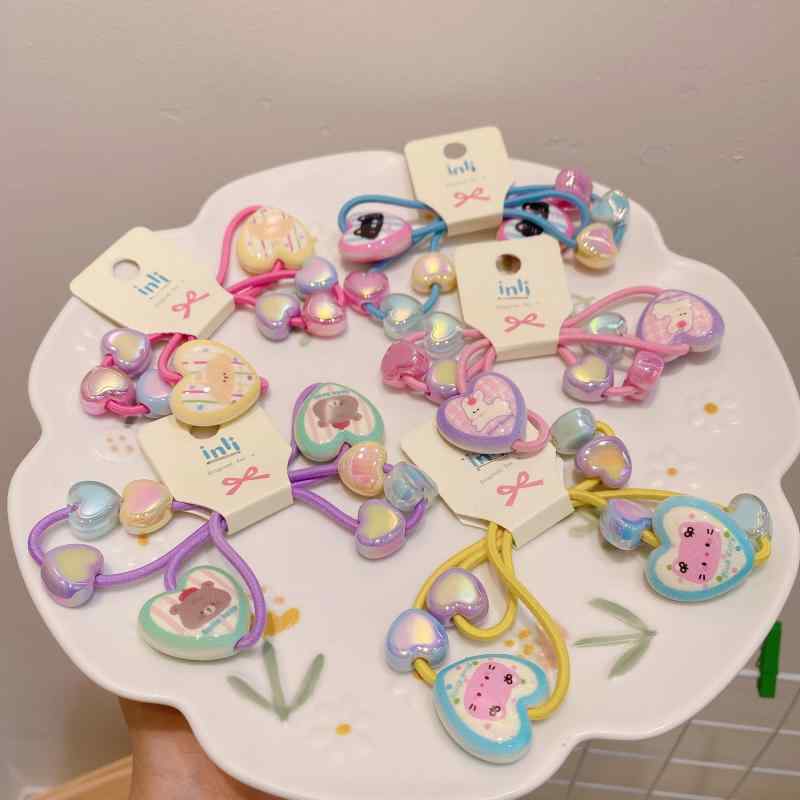 ヘアゴム キッズ かわいい 猫 クマ ラインストーン ヘアアクセサリー 子供用 高弾力 髪飾り まとめ髪 ..