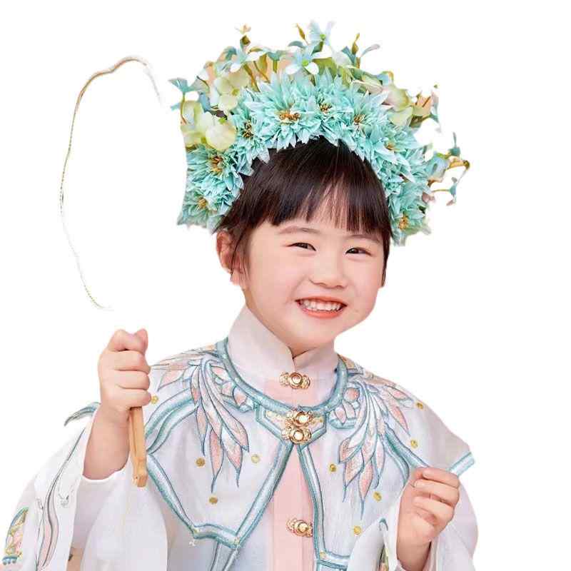 ヘアアクセサリー 子供用 簪 花 ヘアフープ 髪飾り 泉州 漢服 絹花 ヘアアクセサリー エスニック 写真..