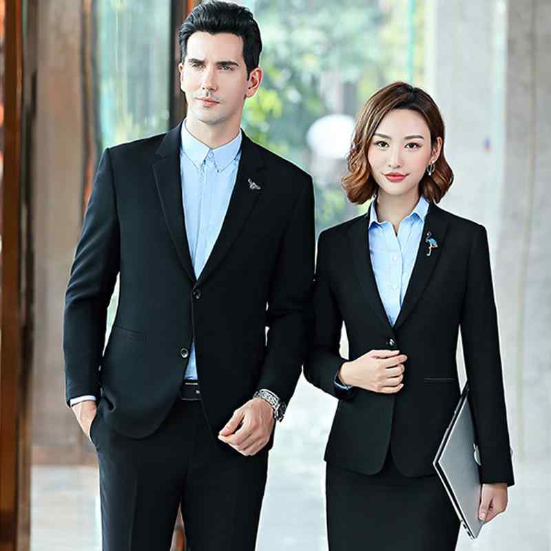 スーツ メンズ レディース 秋冬 厚手 ビジネス フォーマル 紳士服 婦人服 セットアップ ブラック 黒 ブルー 青 ジャケット スラックス パンツ スカート シャツ ベスト ポリエステル