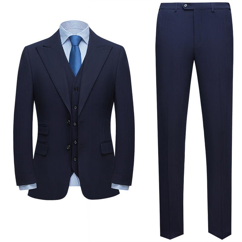 スーツ 男性用 秋冬 ビジネス スリムフィット 3ピース 礼服 結婚式 二次会 パーティー テーラード 紳士服 フォーマル 蔵青 ブラック