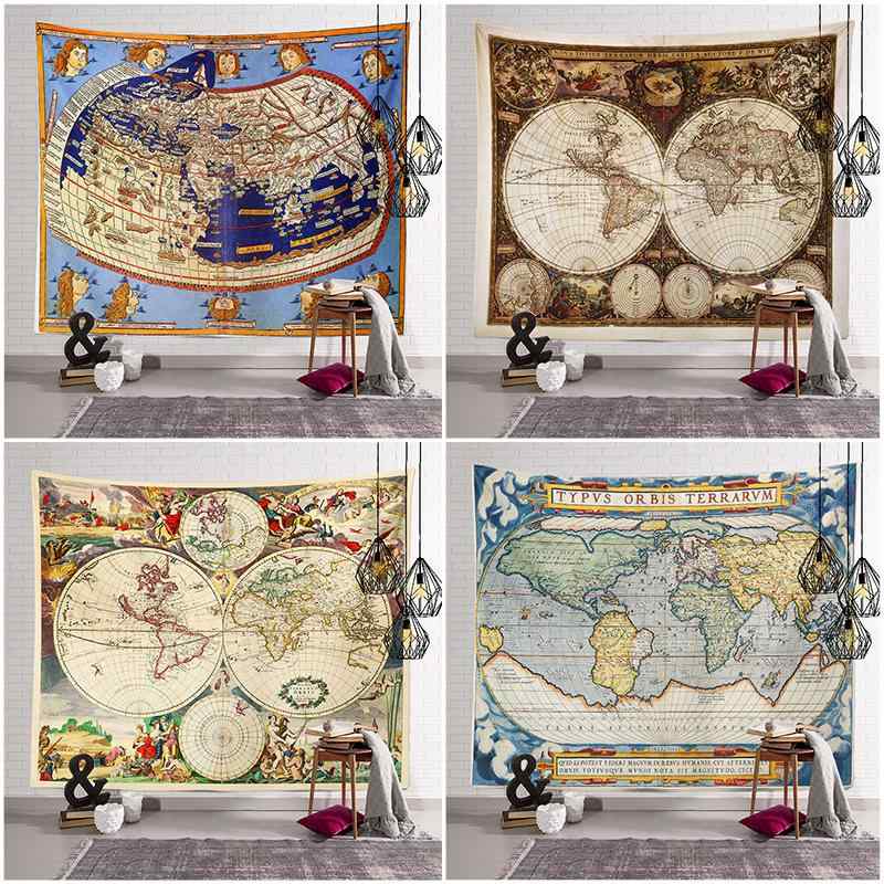 タペストリー 壁掛け 世界地図 レトロ 模様替え ポリエステル繊維 リビング 寝室 模様 カラー 花柄 風景 100×75 150×100 150×130 150×150 180×180 200×150 230×150 230×180
