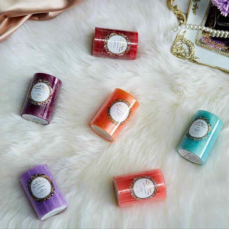 アロマキャンドル 円柱 香草 ウィスキー 杜松 薫衣草 ベルベット ローズ ジャスミン コロン ライム バ..