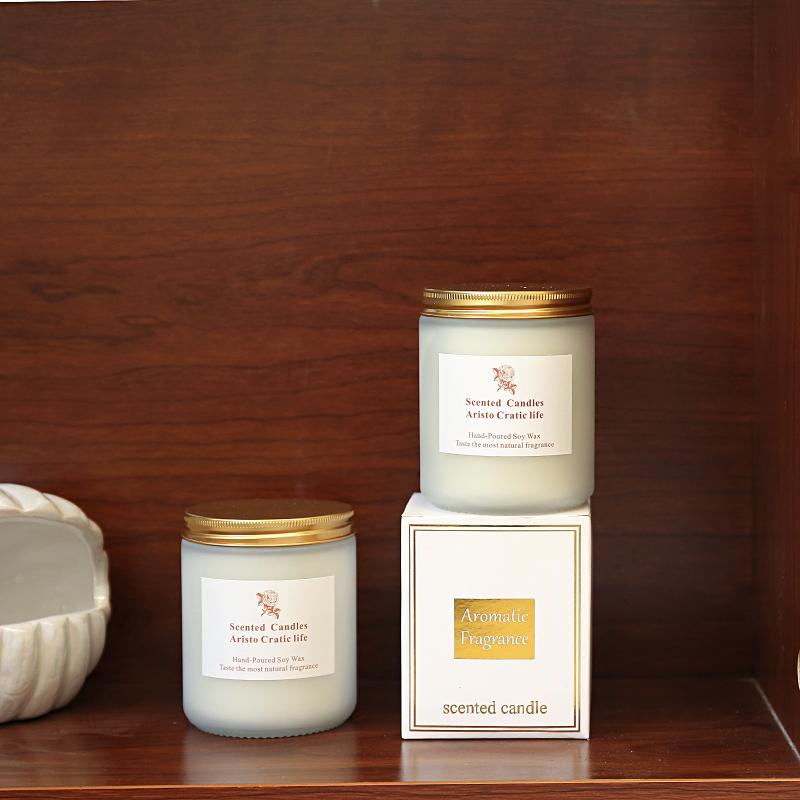 アロマキャンドル インテリア 磨りガラス 無煙 手作り 香り付き ろうそく ギフト ローズ 檀香 白茶 セ..