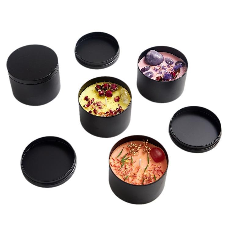 アロマキャンドル ドライフラワー 大豆ワックス 無煙 ブラック 鉄製カップ 海洋 シャンパン 英国梨 フ..