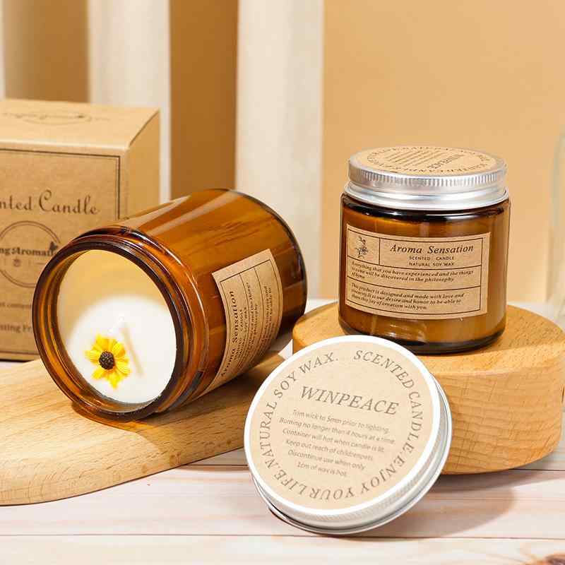 アロマキャンドル 無煙 大豆ワックス 手作り ロマンチック グラス入り 香り 英国梨 琥珀 ウッド ベルベ..