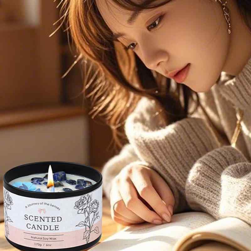 アロマキャンドル 室内 芳香 ドライフラワー 水晶 女性 ギフト ロマンチック 手作り 大豆ワックス リラ..