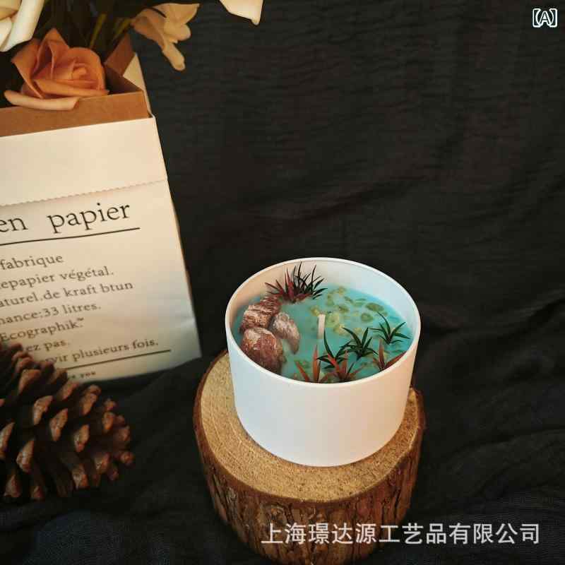 アロマキャンドル ドライフラワー 水晶 大豆ワックス 鉄缶入り 永生花 インスタ映え リラックス効果 海..