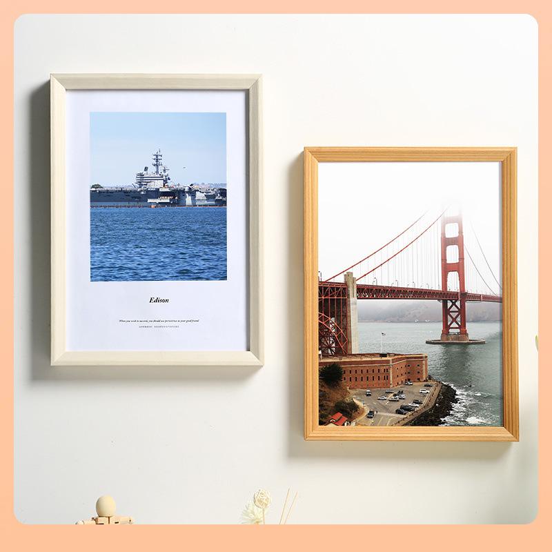 フォトフレーム 木製 壁掛け 卓上 A4 A3 4K 8K 写真立て 長方形 ブラック レトロ ウッド