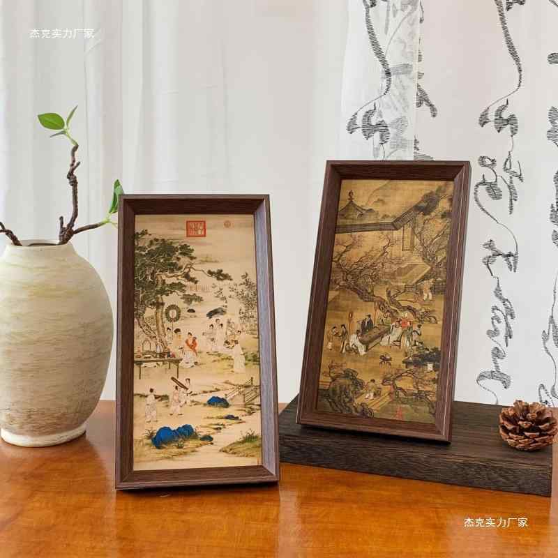 相框 現代風 卓上 置物 山水画 アート 松 鶴 花 孔雀 玉蘭 牡丹 鶏 梅 複製画