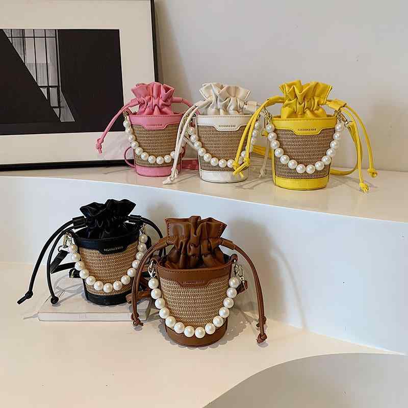 麦わら帽子 子供用 手提げかばん ショルダーバッグ 女の子 幼稚園 草編み 防水 超軽量 抗菌 巾着 パー..