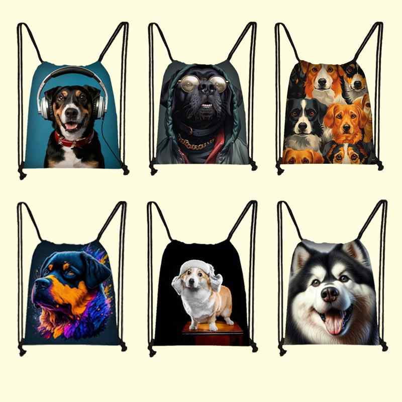 リュックサック 子供用 かわいい 犬柄 大容量 巾着袋 キッズ ファッション 収納袋