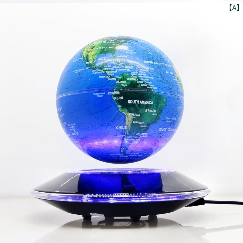 地球儀 インテリア 磁気浮上 回転式 26cm LED 発光 オブジェ 卓上 雑貨 ギフト 深青色(3)