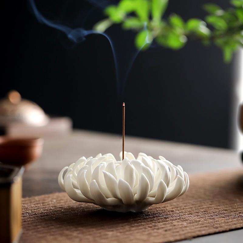 香炉 菊花 香立て 陶器 線香 渦巻き香 置き型 室内 香道 茶室 玄関 和風 アロマ リラックス 空気浄化 ..