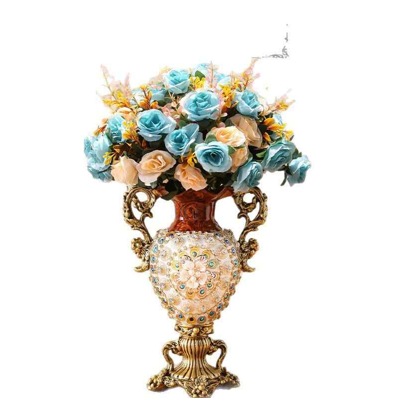 花瓶 フルーツボウル 灰皿 ティッシュボックス 3点セット 樹脂製 欧風インテリア 卓上装飾品 高脚 フル..