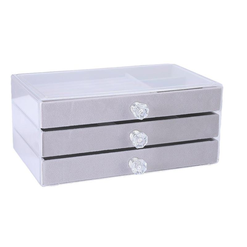 収納ケース レディース ジュエリーボックス 三段 ベルベット調 引き出し式 ネックレス ピアス イヤリン..