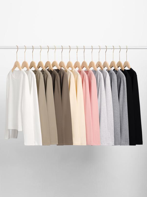 Tシャツ レディース 長袖 無地 ラウンドネック カットソー プルオーバー トップス インナー ゆったり ..