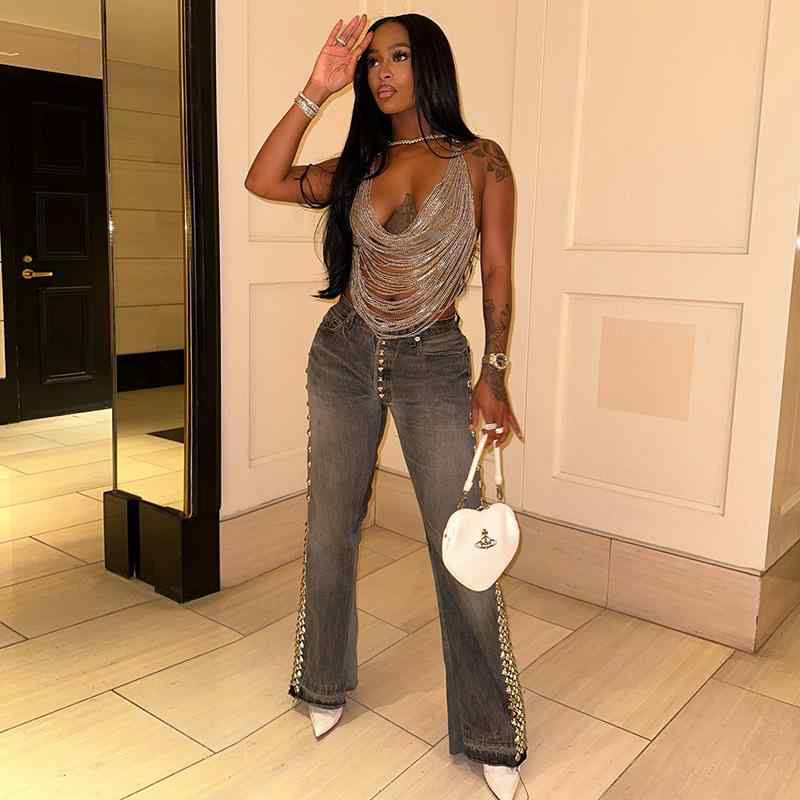 タンクトップ レディース 大人 個性 ストリート ファッション 露出 セクシー チョーカー風 背中開き 接..