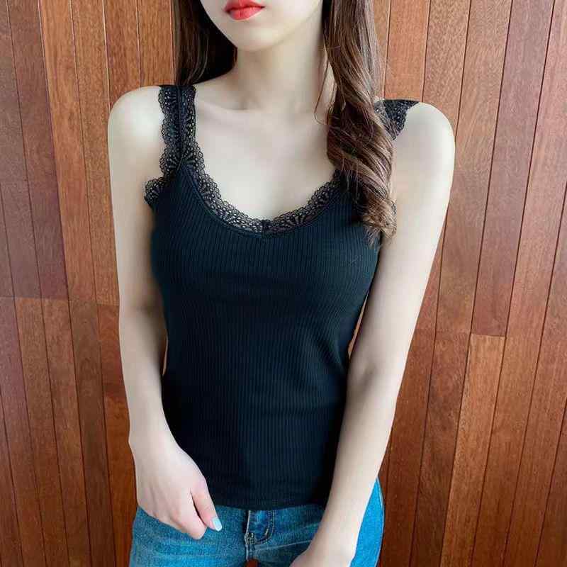 キャミソール レディース レース モダール インナー トップス 清涼 快適 リブ ノースリーブ カットソー..