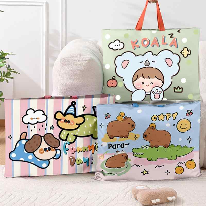 布団 収納袋 キッズ 防水 カートン柄 オックスフォード 布団袋 かわいい 子供用 寝具 収納 整理整頓 蜜..