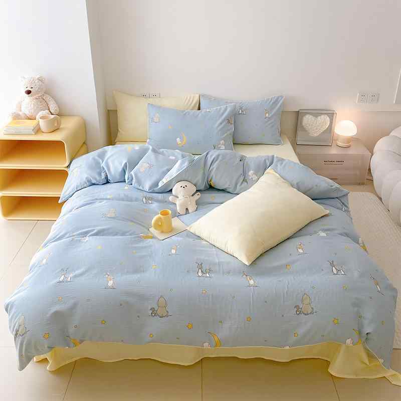 ベビー 子供 寝具 四点セット ガーゼケット 布団カバー ベッドシーツ 通気性 柔らかい 肌に優しい かわ..