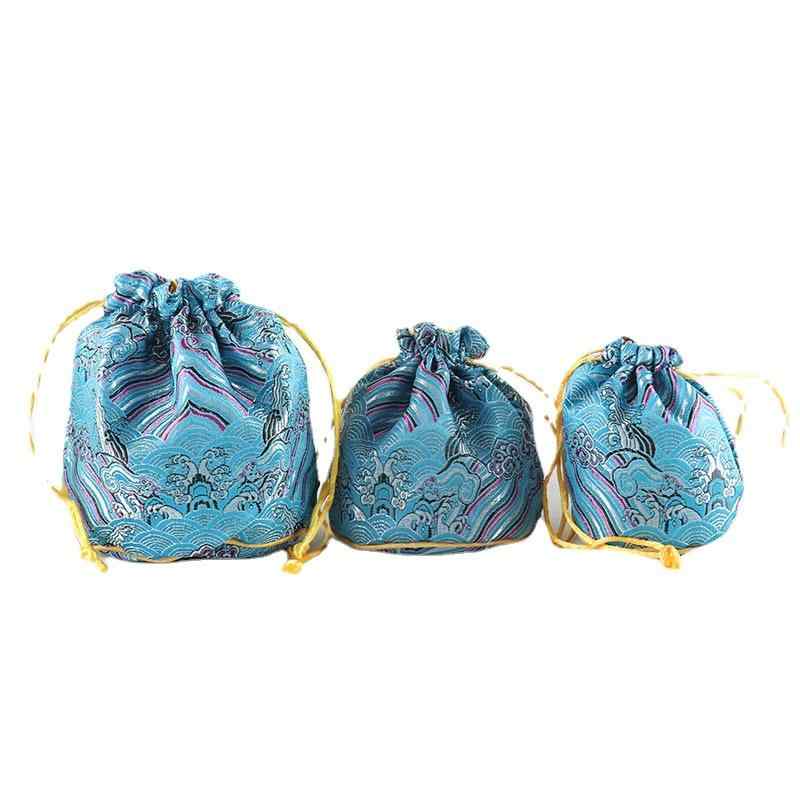 ジュエリー レディース 巾着袋 シルク 民族風 アクセサリー入れ 海水柄 小物入れ 玉器 収納袋 大 中 小..