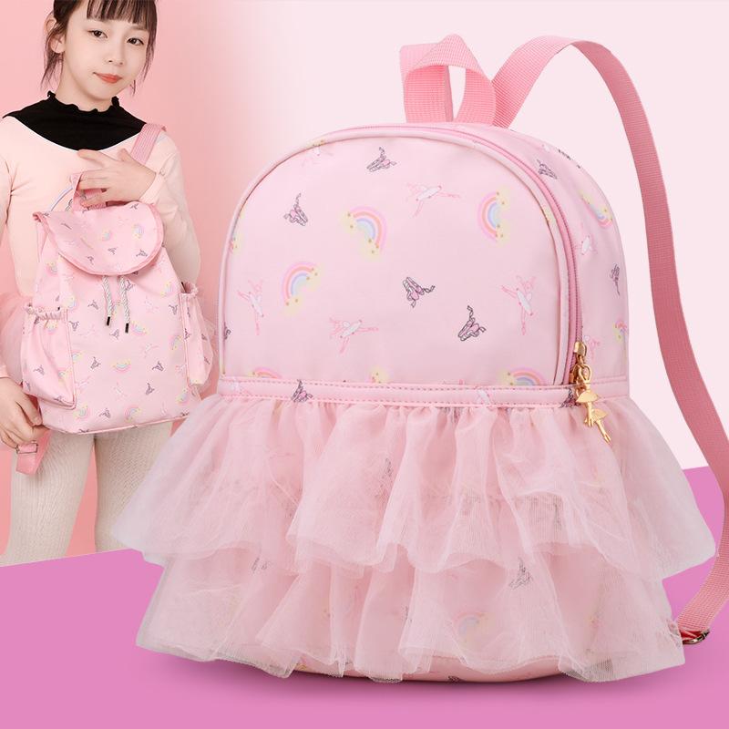 リュック キッズ バレエ レッスンバッグ かわいい 軽量 女の子 練習用 鞄 チュール リボン スパンコール オックスフォード