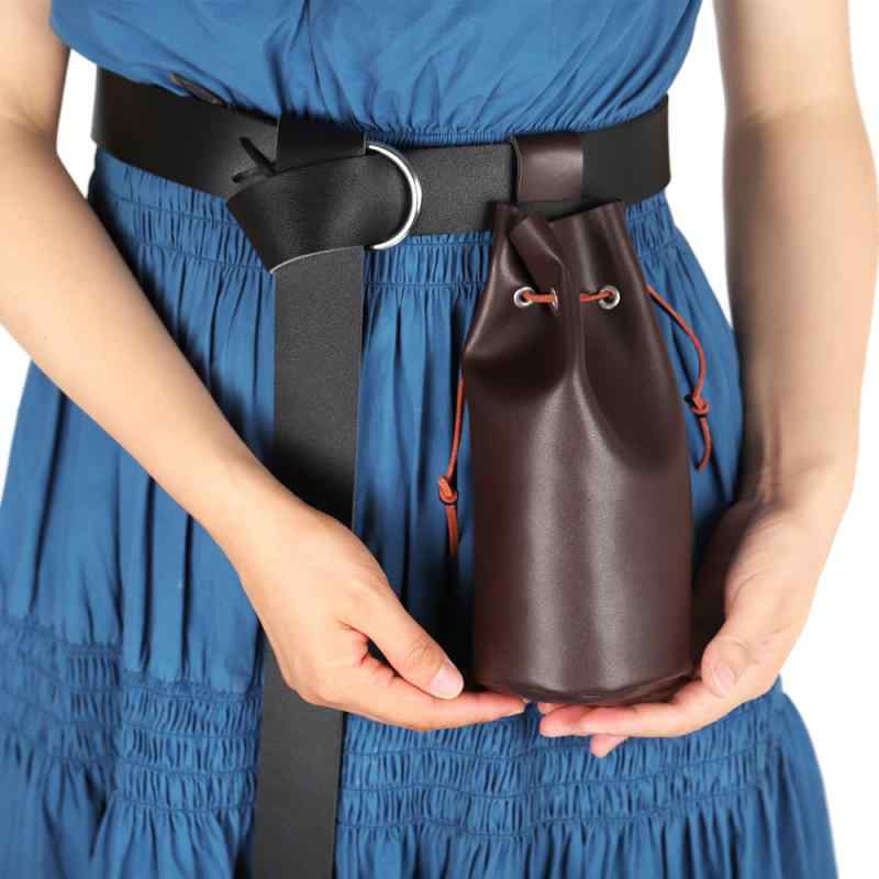 メンズ 腰 バッグ レザー 巾着 鞄 男性用 PUレザー レトロ ヴィンテージ コインケース タバコケース ブ..