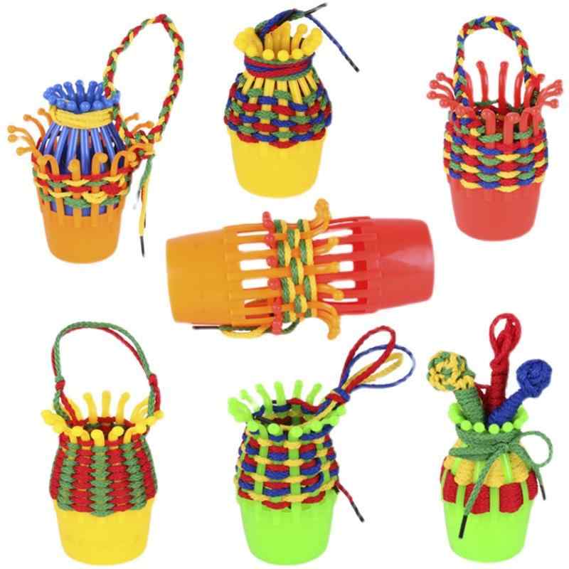 知育玩具 手作り花かご編み 幼稚園 保育園児向け DIY プラスチック製 紐通し 玩具 手芸